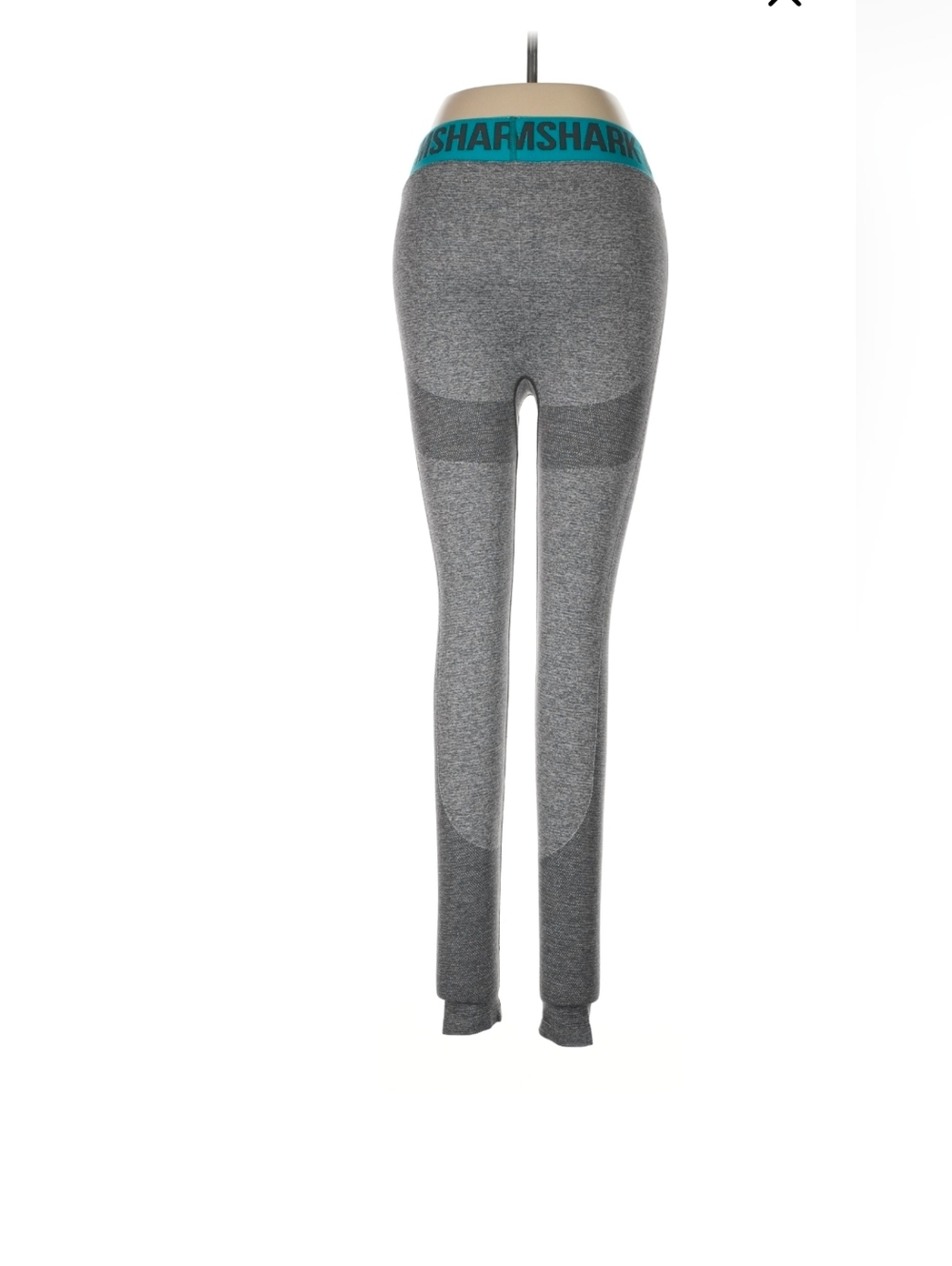 Gymshark Gray Leggings with Teal Branded Waistband - Picture 2 of 5